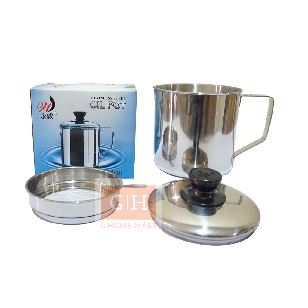 Oil Pot 14 cm / Wadah Penyaring Minyak Goreng Tebal Stainless tebal