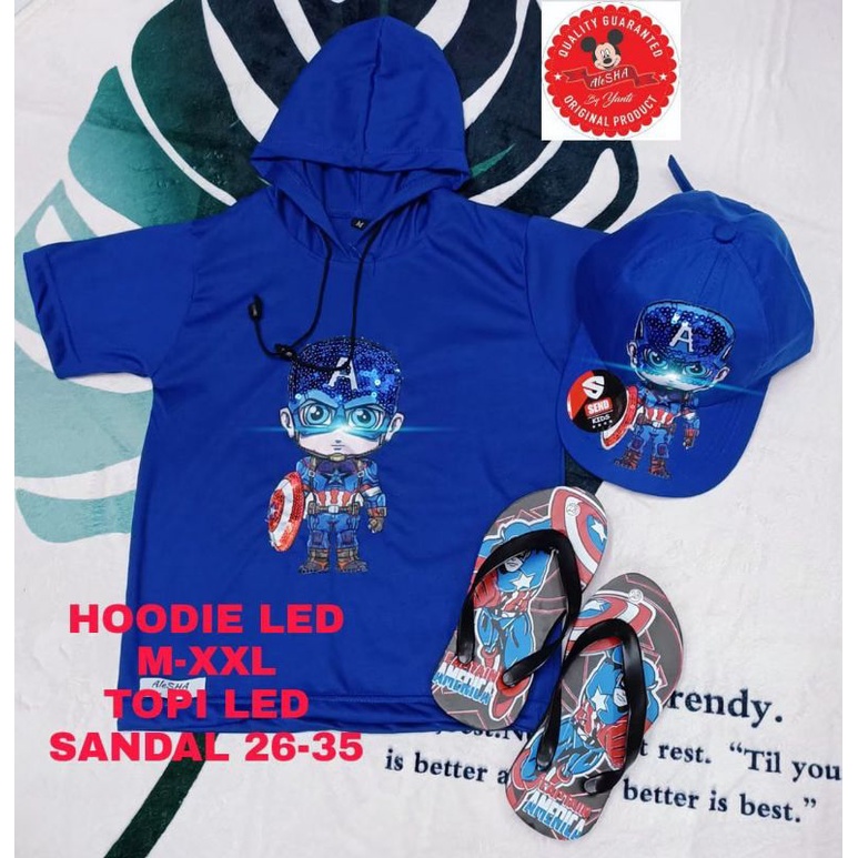 Kaos hodie anak LED lampu menyala untuk usia 2-10 tahun/paket hemat