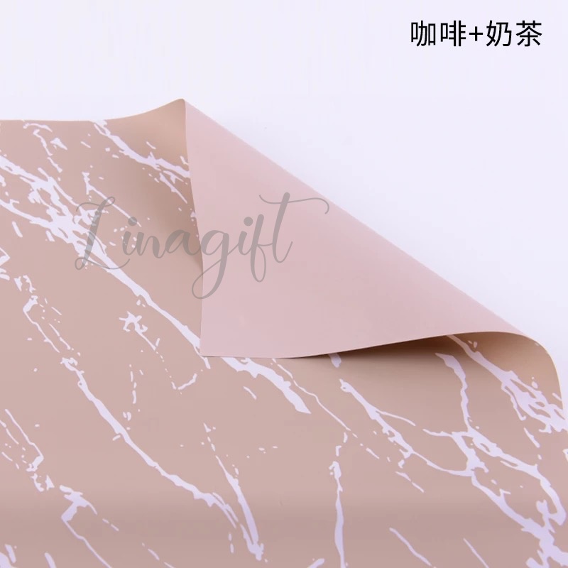 ( 5 Lembar ) BICOLOR SOLID MARBLE - FLOWER WRAPPING PAPER BICOLOR KOREAN CELLOPHANE PLASTIC WATERPROOF KERTAS BUNGA MARMER BUKET