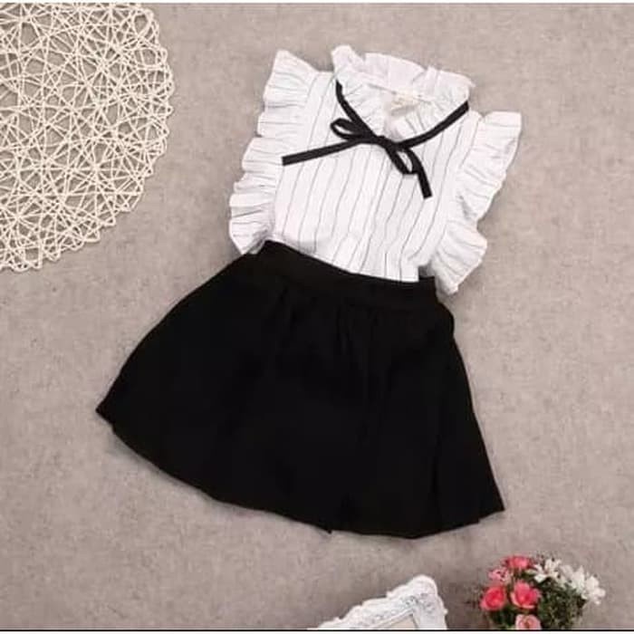 Setelan anak perempuan usia 2 3 4 tahun / Set rok pendek terbaru / Stelan baju ruffle
