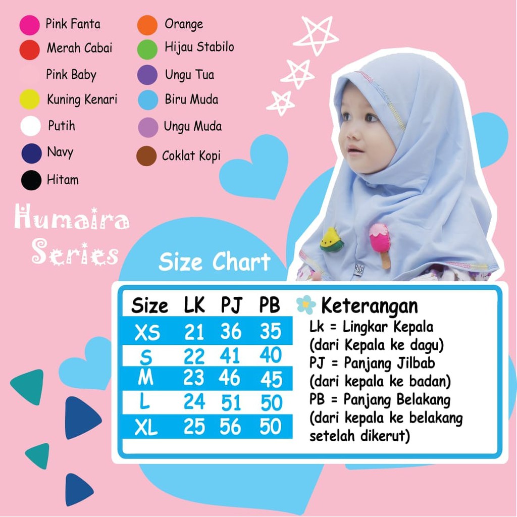 Jilbab Anak RIFARA HUMAIRA ( Size L dan XL ), Jilbab Toping, Jilbab Unik