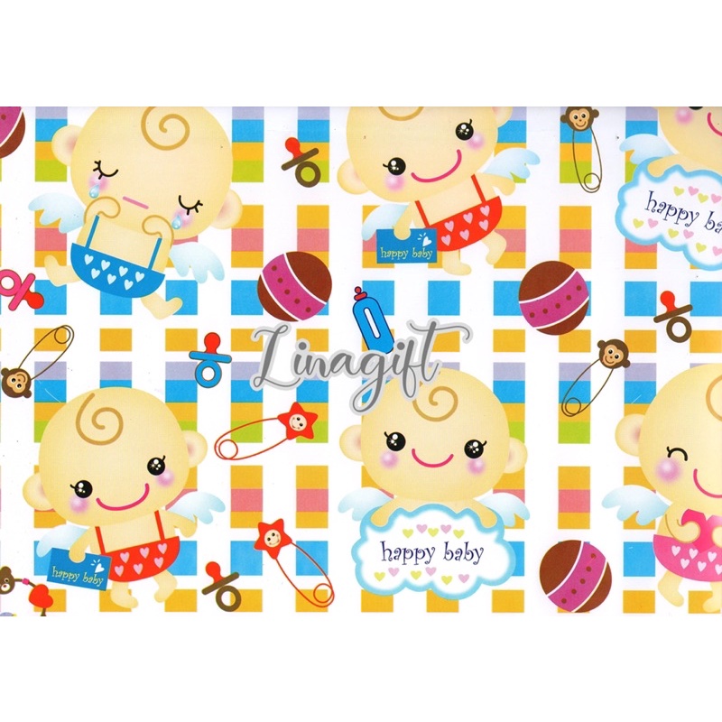 ( 5 Lembar ) SR BABY KERTAS KADO GLOSY - GIFT WRAP PAPER NEWBORN LAHIRAN GIRL BOY RAINBOW VINTAGE CLASSIC