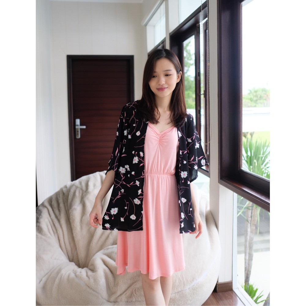 Kadaka P-0119 Set Sleepwear Kimono dan Dress Floral