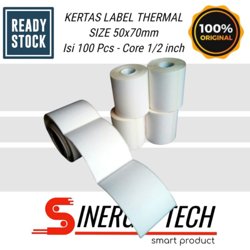

KERTAS LABEL THERMAL BARCODE STICKER RESI 50x70 Core ½ Inch - 100 Pcs