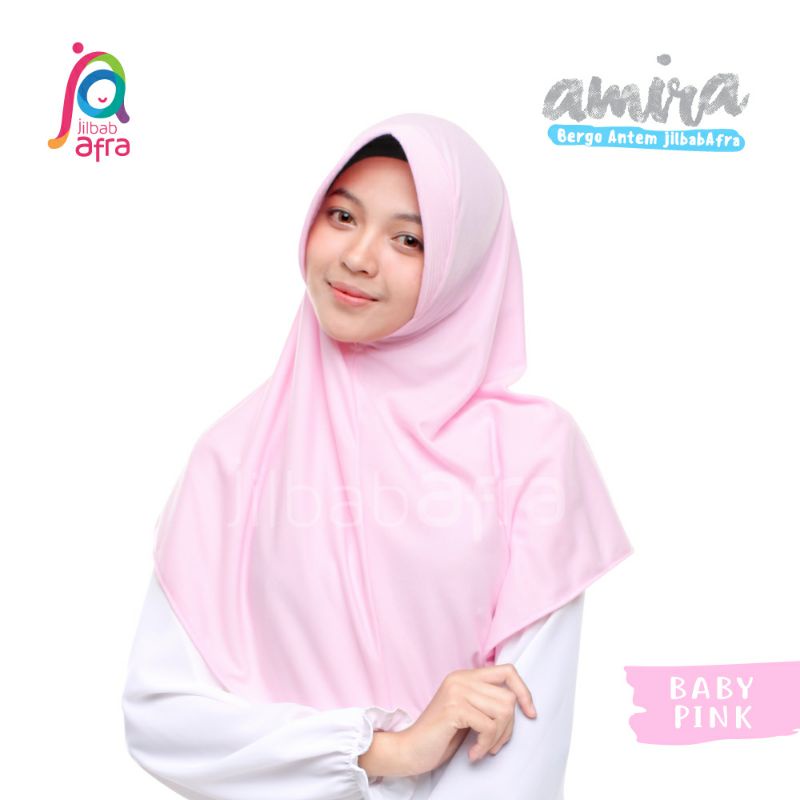 Amira SIZE L Jilbab Instan Ped Antem Bahan Kaos  Ori Jilbab Arfa ex Afra-Babypink