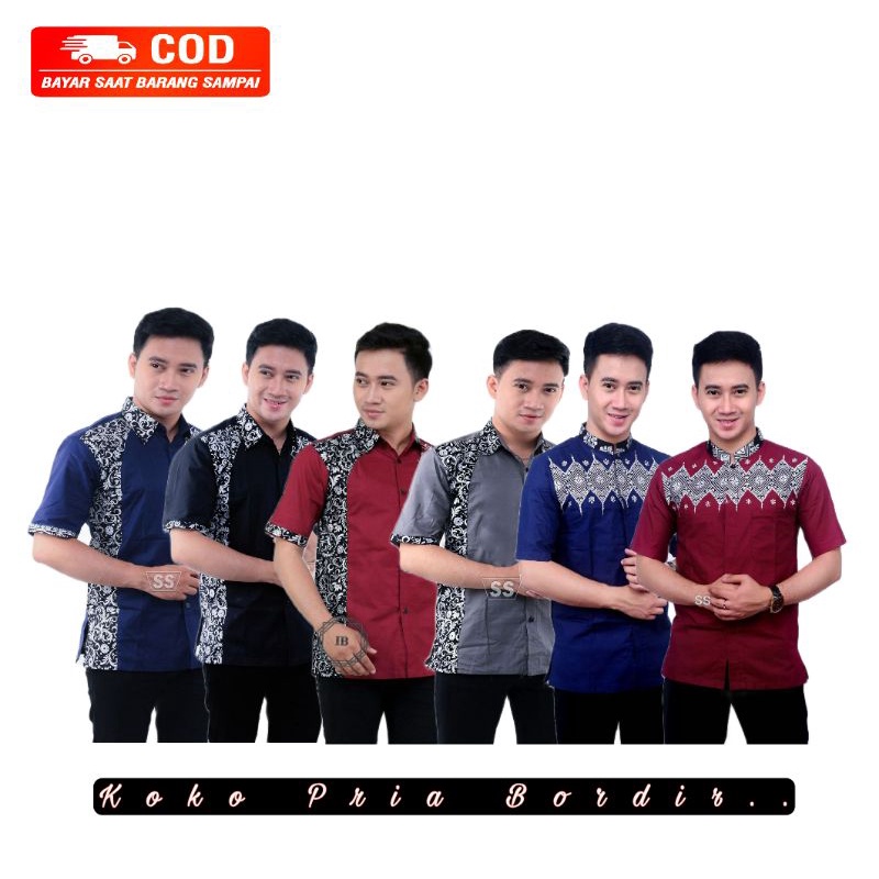 Baju Koko Bordir Pria Lengan Pendek | Koko Pria Lengan Pendek
