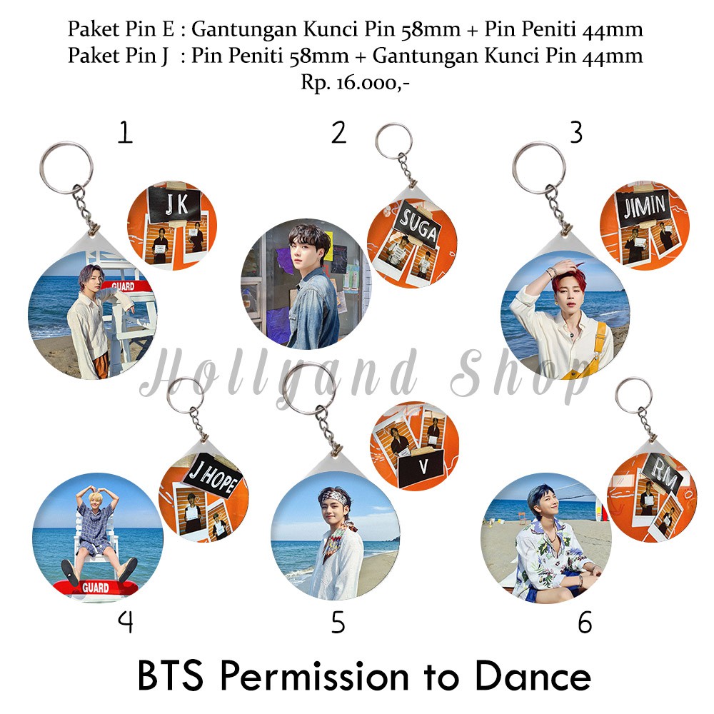 Pin Peniti + Gantungan Kunci Pin BTS Bangtan Boys Permission to Dance Butter Jin V Taehyung Suga J-H