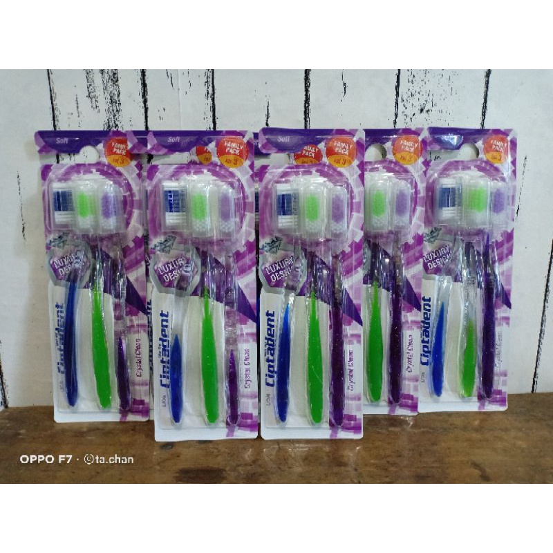 Sikat gigi ciptadent isi 3 soft crystal clean / classic double action