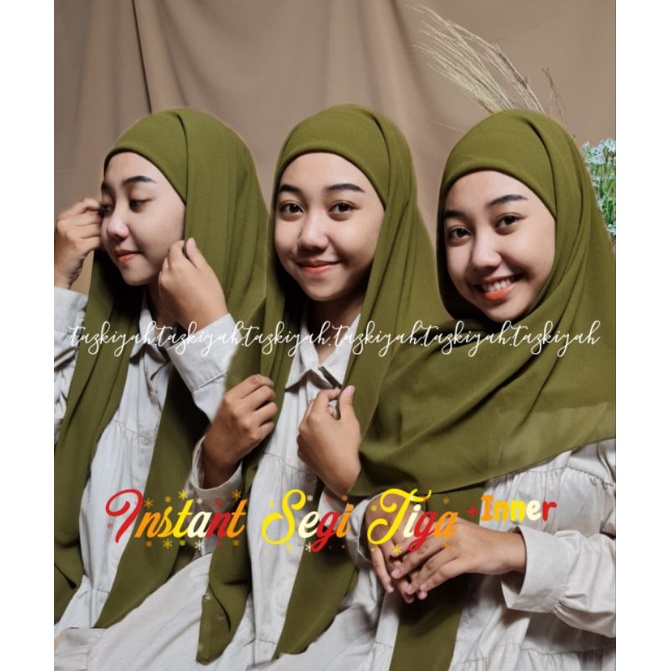 Hijab SEGI EMPAT INSTANT 2LAYER +INNER/ SEGI TIGA INSTANT ceruty babydoll 2layer