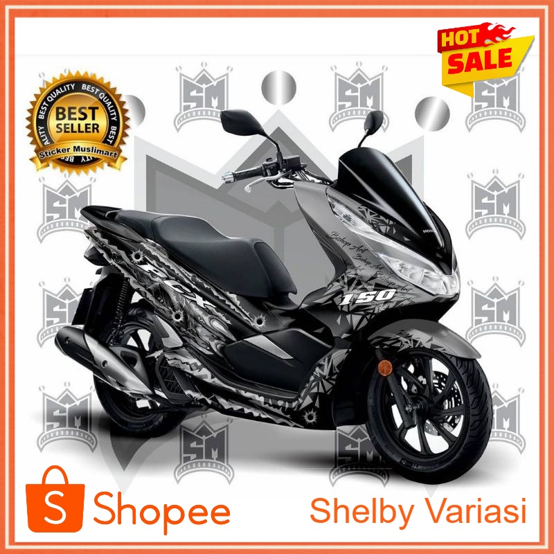 STICKER DECAL FULL BODY HONDA PCX 150 GRAFIS SILVER
