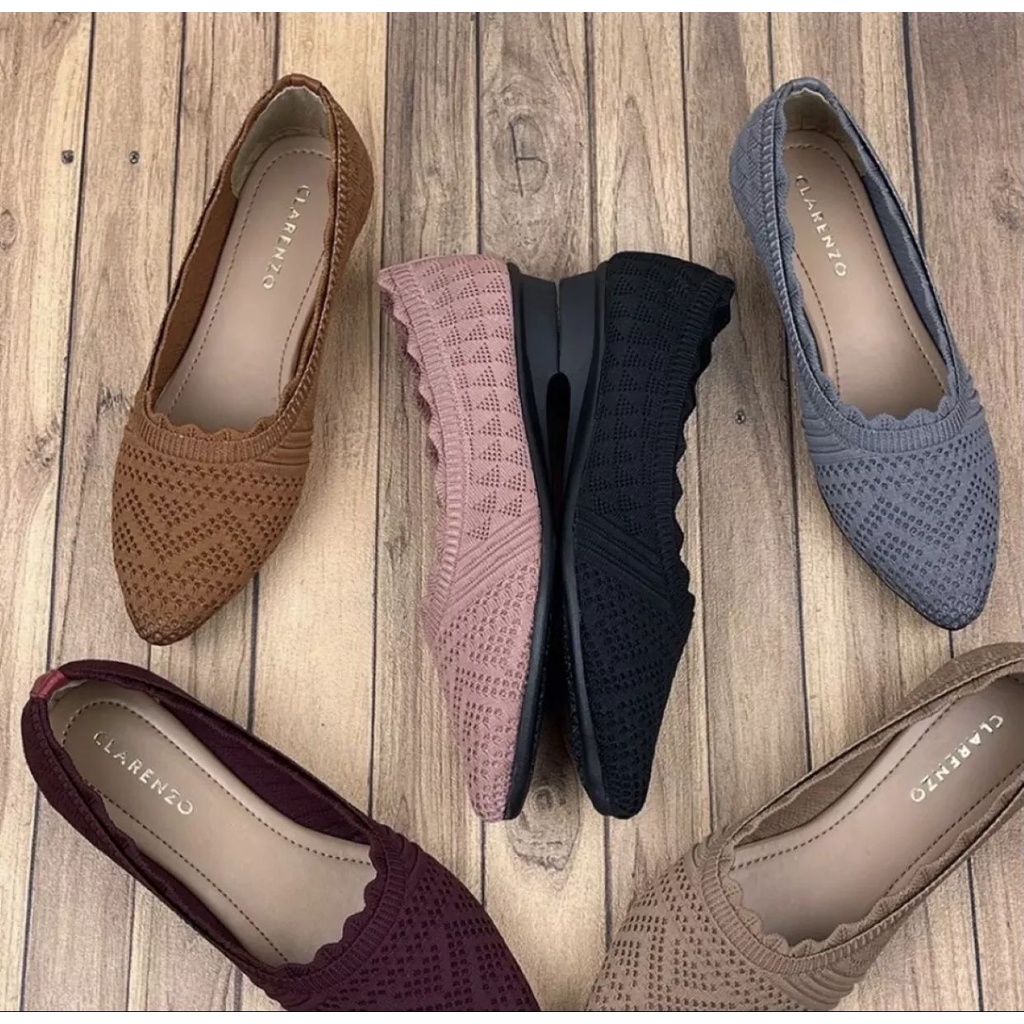 ALLshoes Sepatu flat rajut wanita import Sepatu balet wanita rajut import