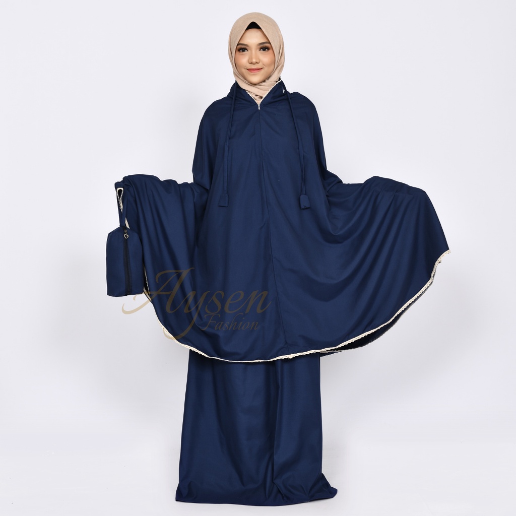 Mukena Dewasa Traveling 2 in 1 Resleting Katun Polos Yesifaseries