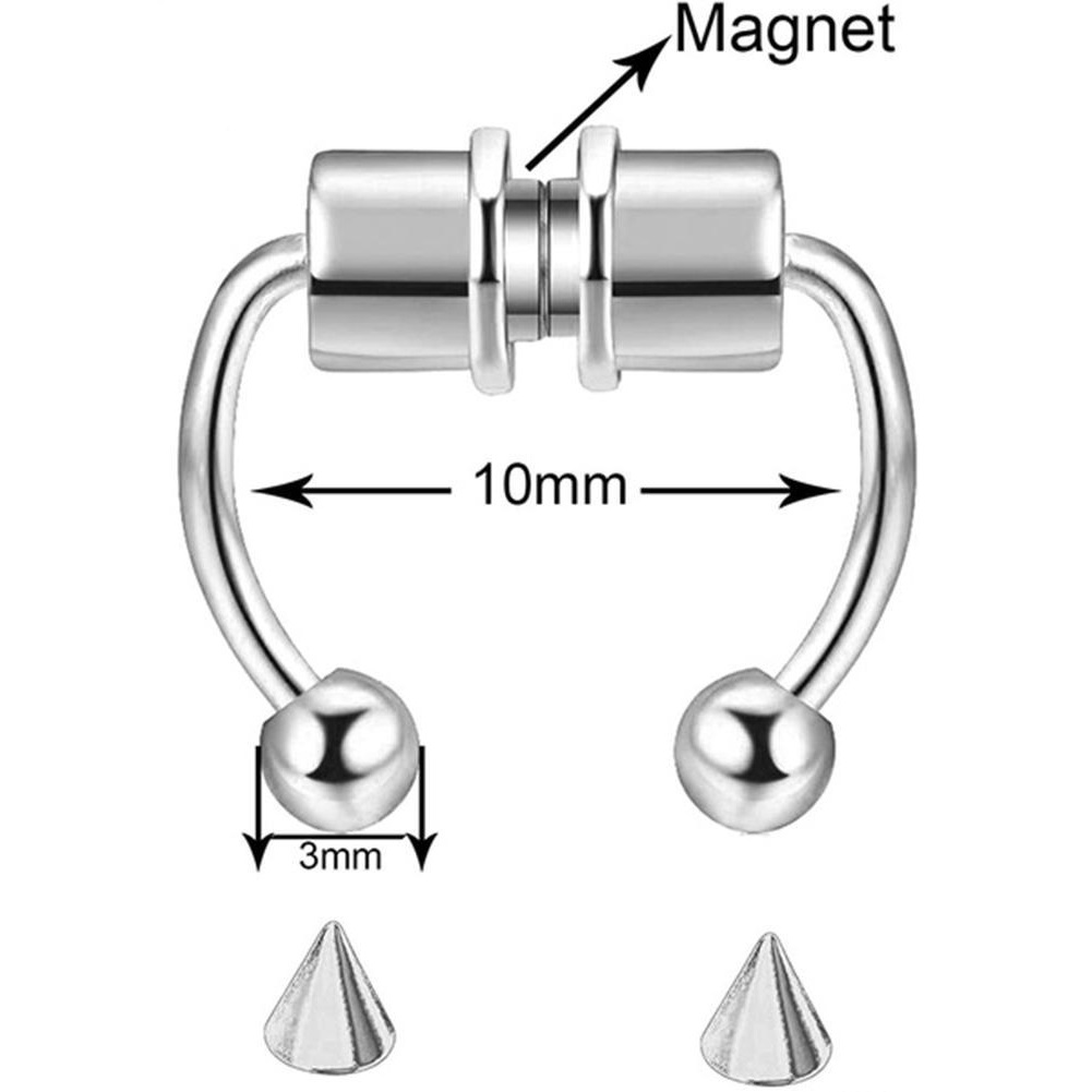 1 / 2pcs Cincin Tindik Hidung Magnetik Bahan Stainless Steel Dapat Digunakan Kembali Untuk Unisex