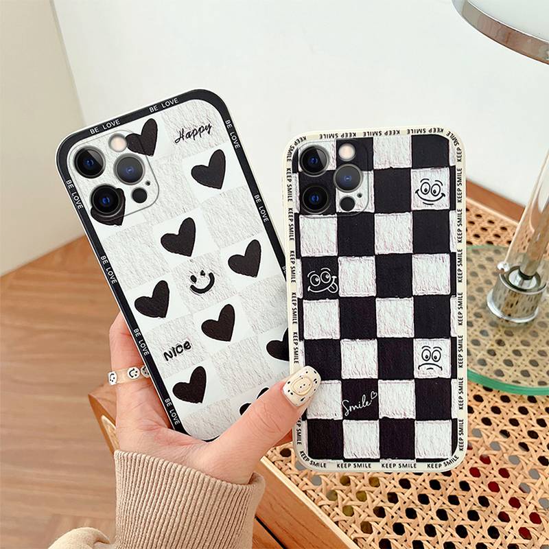 Casing iPhone 6S 7 8 Plus XR XS Max iPhone 11 12 13 Pro Max Redmi Note 8 Pro 9A 9T Black White Love Smiple Cover