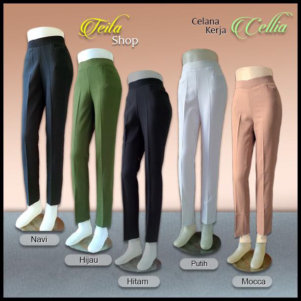  Celana  Kerja  Xl Celana  Wanita Pinggang Karet  Celana  Formal 