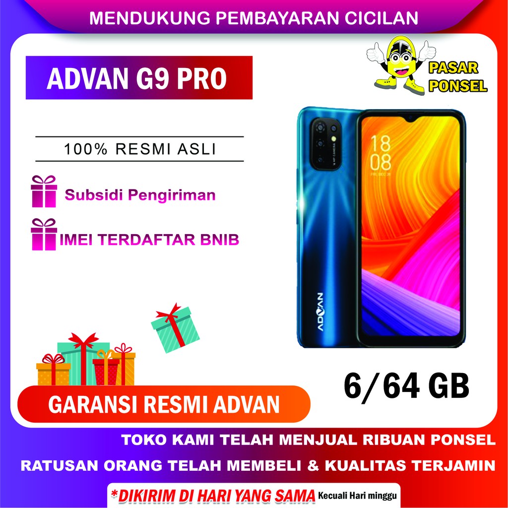 ADVAN G9 PRO RAM 6/64GB GARANSI RESMI TERMURAH