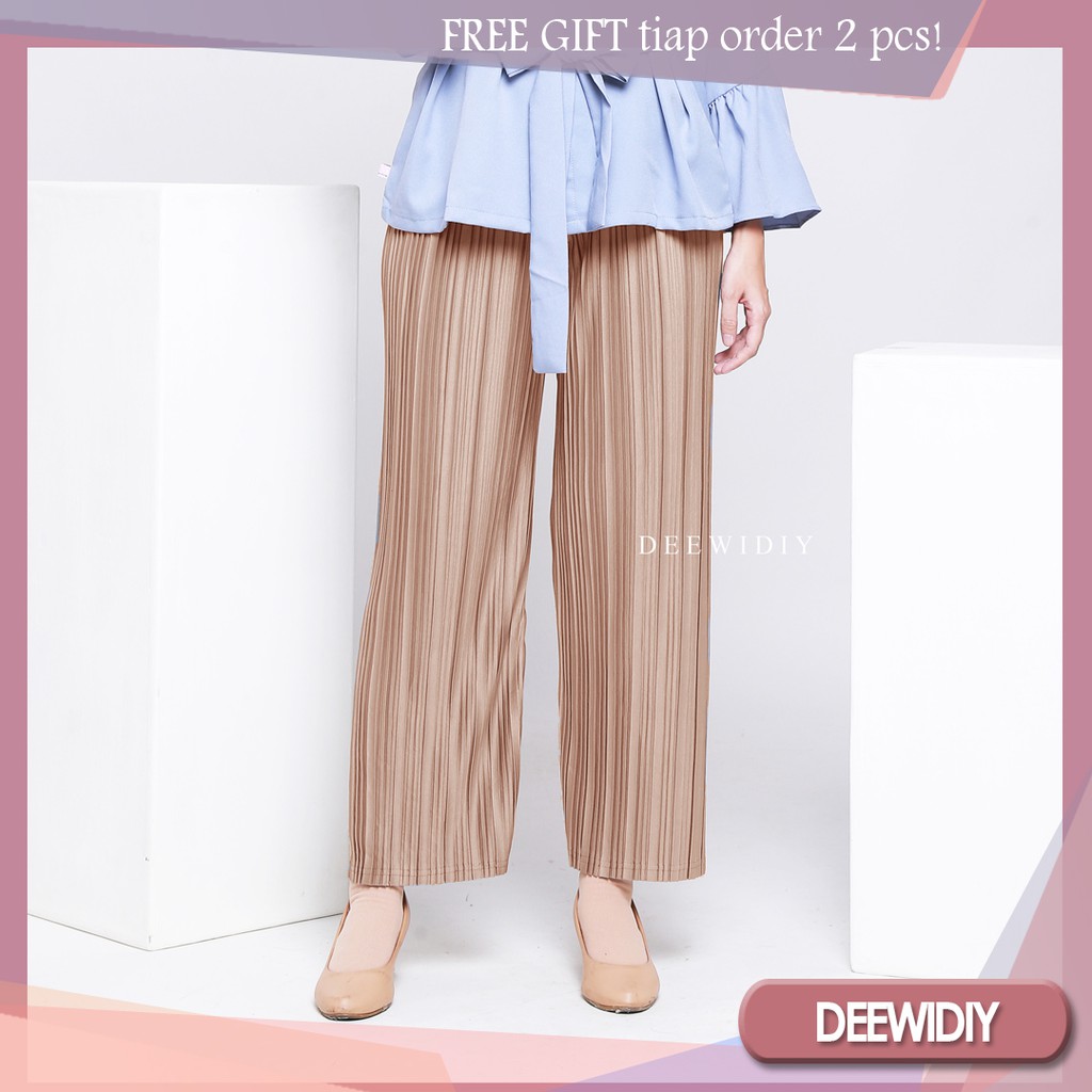 DEEWIDIY PLISKET  KULOT  celana  kulot  panjang wanita 