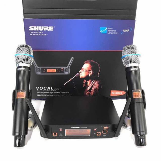 Mic wireless SHURE GLXD-24 + Koper(2 mic Pegang)