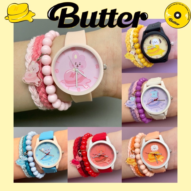 Jam Tangan BTS BT21 BUTTER EDITION/ Gelang BTS / Gelang BT21 / Gelang BT21 Butter