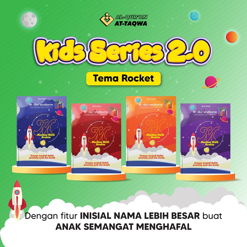 AL QURAN CUSTOM NAMA ATTAQWA KIDS ROKET ALQURAN HAFALAN ANAK TERJEMAHAN PERKATA GRATIS CUSTOM A5