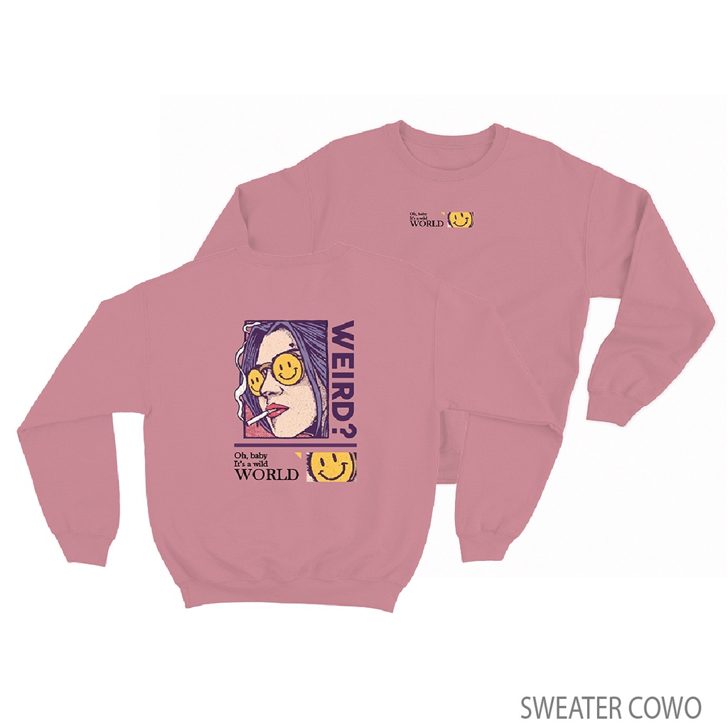 Sweaterpolos Basic Sweater WEIRDS ( Sablon ) Unisex Pria &amp; Wanita