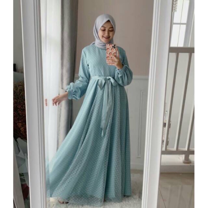 Aura dress Dress Tile dotty Dress Kondangan Dress wisuda Dress bridesmaid Dress brukat tile polkadot