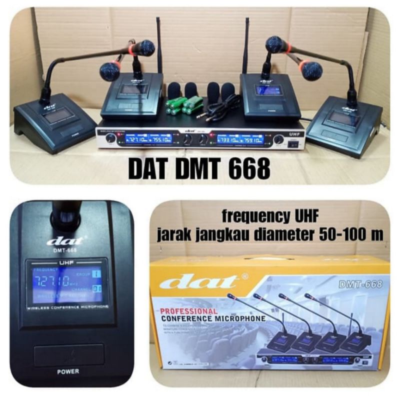 GROSIR MIC/MICROPHONE WIRELESS DAT ISI 4 CH DMT668 GARANSI RESMI
