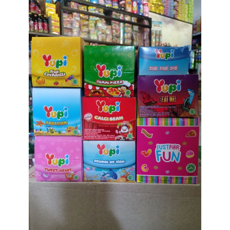 

Permen Yupi eceran 1000 Box isi 12 sachet