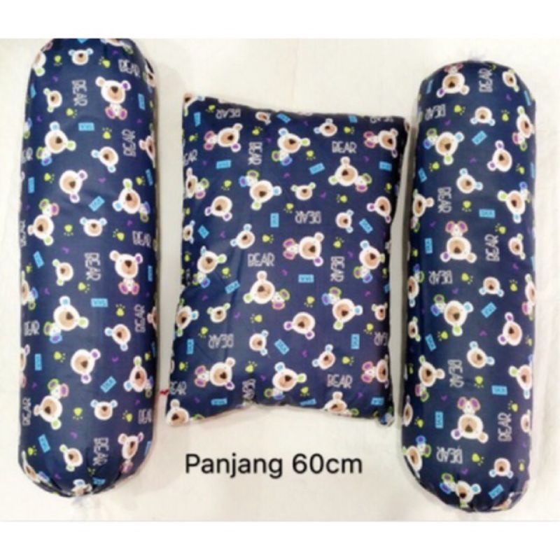 bantal guling set balita set sarung bantal bisa dilepas katun halus isi Dakron motif banyak