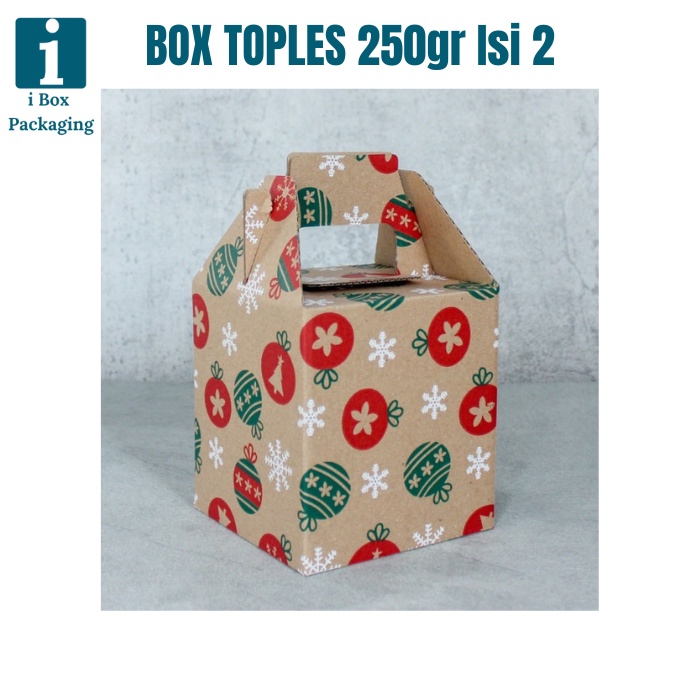 

[ 10 Pcs ] Kardus Box Jinjing Toples 250gr Isi 2 Natal Dus Tenteng Kue Kering Packaging Hampers Parsel Christamas
