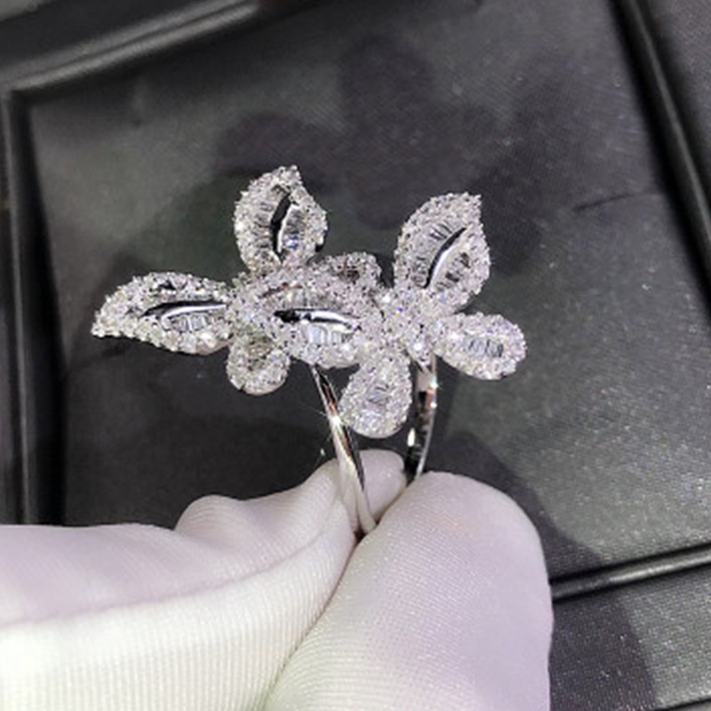 Cincin Zircon Bentuk Kupu-Kupu Bahan Stainless Steel Untuk Pertunangan