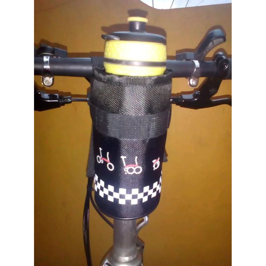 Tas Botol Minum Di Stang Setang Handlebar Brompton. Tas Sepeda Single Nandaputriag
