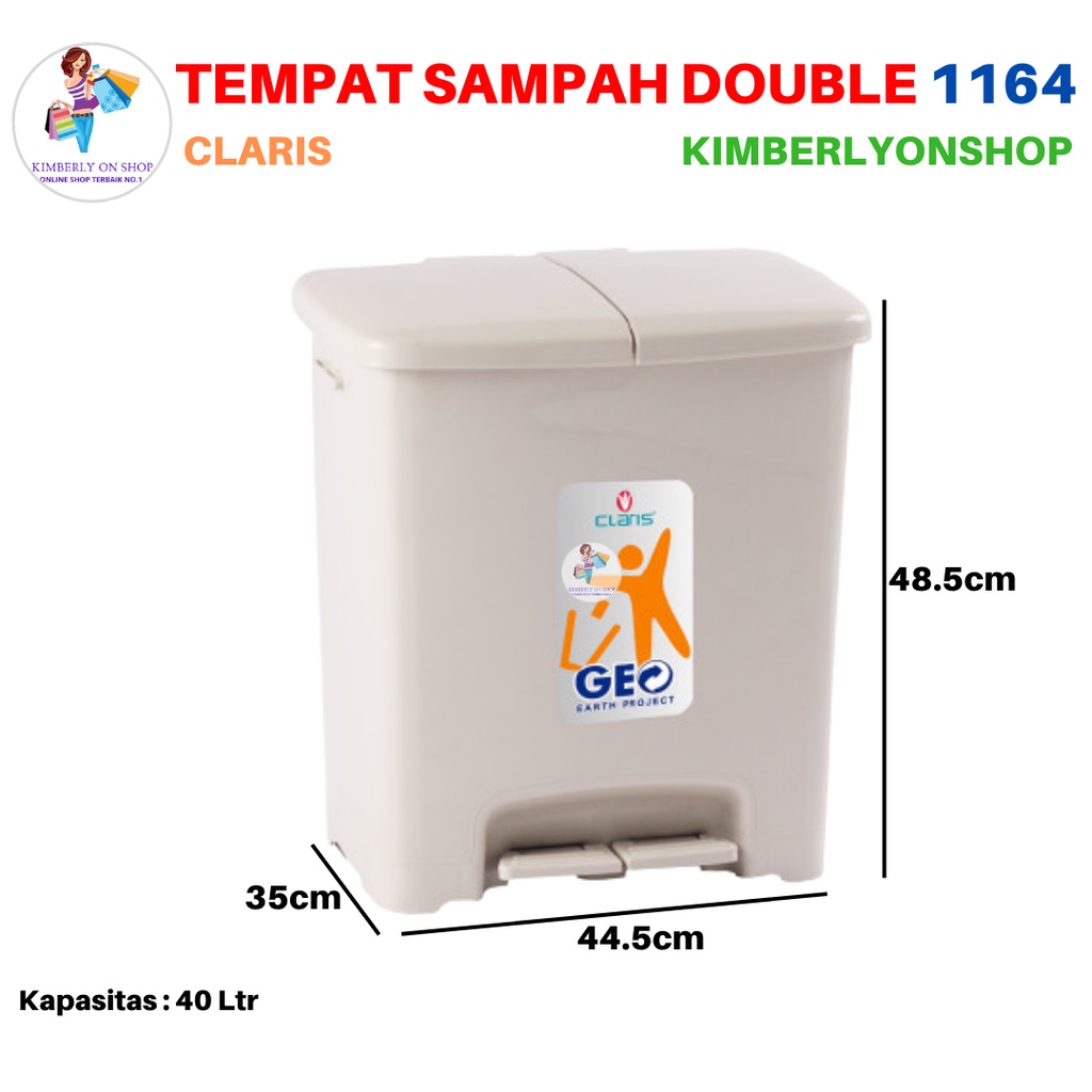 Tempat Sampah Injak Double GEO Enzo Duplo 40 Liter 1164 Claris