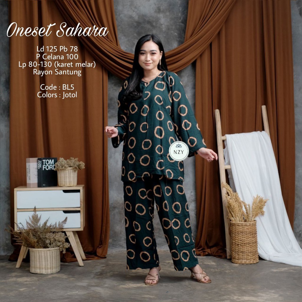 Setcel Sahara/Oneset Sahara/Setelan Rayon Motif/Setelan Celana/Sadewi Set/Oneset Rayon Premium/Onese