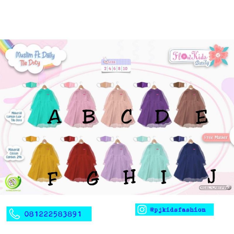 Flowkids dress muslim UNGU size 2,4