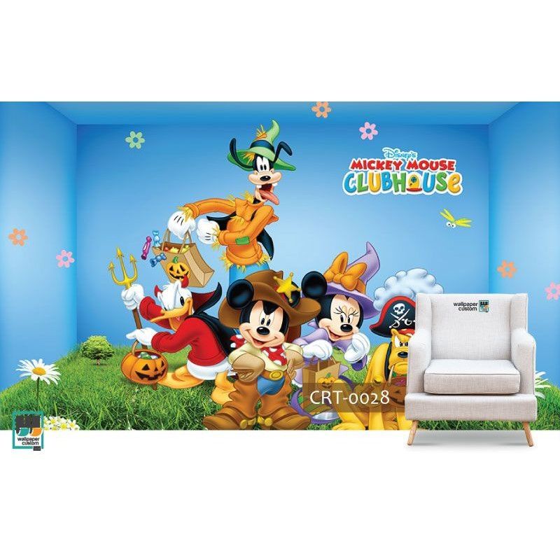 Wallpaper 3D Custom Dinding Mickey Mouse dan Disney Land