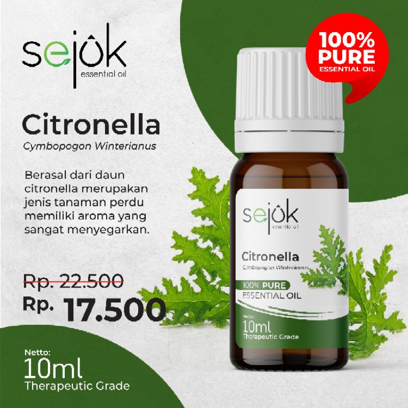 Jual Sejuk Citronella Essential Oil / Minyak Aromaterapi Pure 10 Ml ...