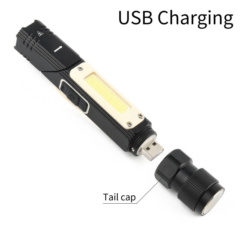 ✫〖ready to ship/COD〗✫  Senter LED 50000lm 5 Mode COB USB Rechargeable dengan Magnet untuk Kerja