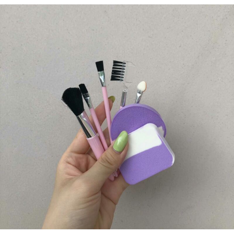 Kuas Make Up 7 in 1 Kuas Spon Set