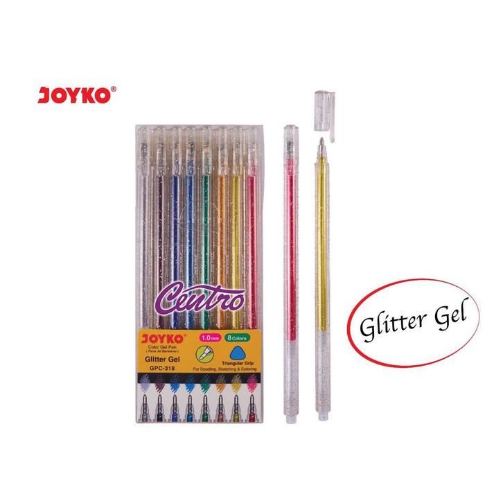 Joyko Color Gel Pen GPC-318 Pulpen Pena Glitter Gliter 8 Warna GPC318