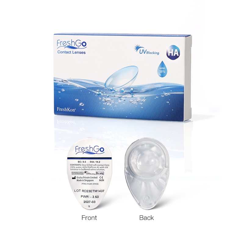 Freshkon Softlens bening minus -1.00~-6.50 lensa kontak Kadar air 58% sekali sebulan