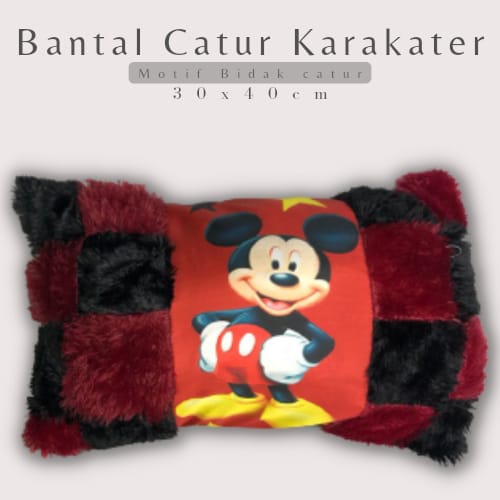 Terbaru Bantal Catur Karakter Motif Mickey Mouse Merah 30x40 cm