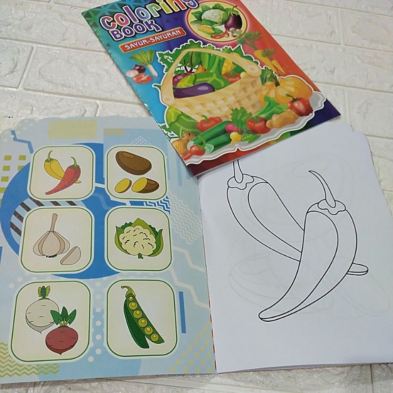 Coloring book A4 / Buku mewarnai A4-Sayur2