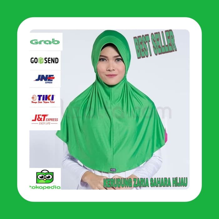 Hijab Instan Scarf Kerudung Zaria Sahara Warna Hijau Muda Murah Muslim TALC1852