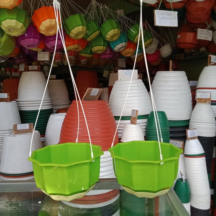 Pot Bunga Gantung Enoki 8 warna hijau muda Limited