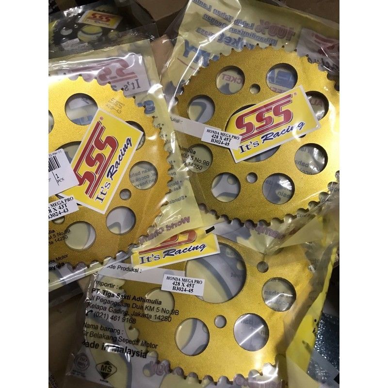 Gear SSS GOLD [Belakang] 428 Untuk Megapro, NMP, CB150R, CBR150, Verza, Tiger, Sonic. Size 46T~48T