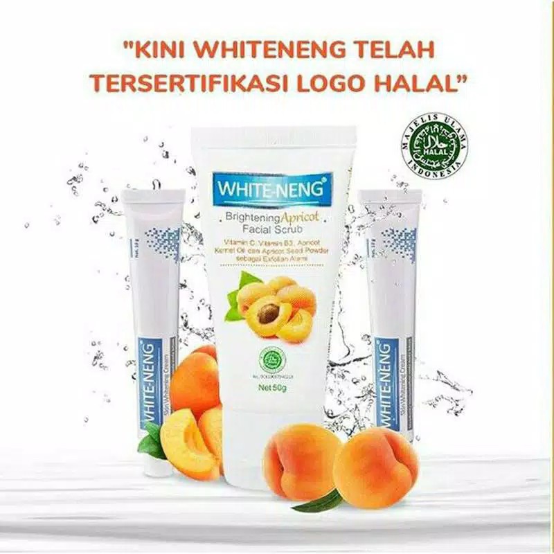 (BISA COD) Paket Whiteneng Cream + Whiteneng Brightening Facial Scrub Apricot