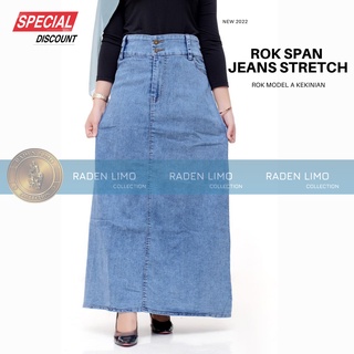 Image of ROK JEANS STRECTH MODEL A/ROK JEANS WANITA /Rok Span Jeans Panjang Wanita Kualitas Premium Original - RADENLIMO