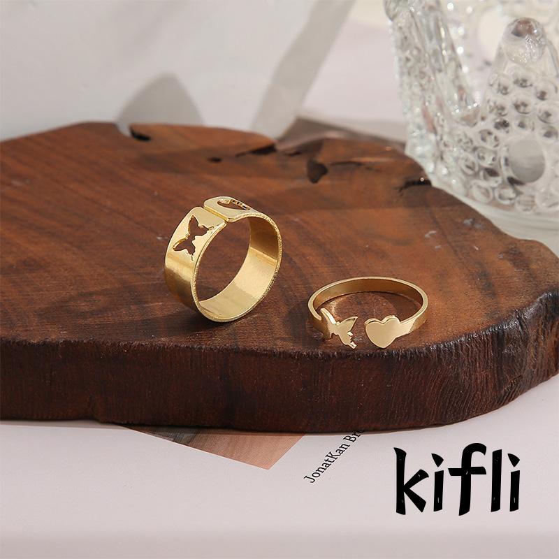 Cincin Model Terbuka,Desain Kupu-Kupu Hollow Out,Untuk Pasangan