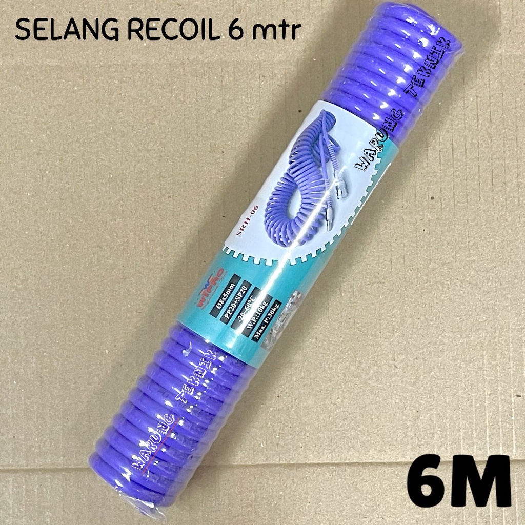 WIPRO SELANG SPIRAL PU - SELANG ANGIN - RECOIL HOSE 6 METER X 8 MM X 5 MM